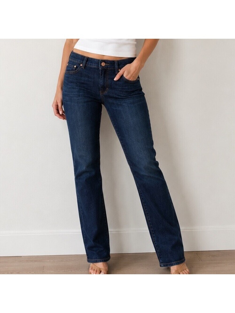 Talbots Flawless Girlfriend Jeans 6P Dark Wash Low Rise Straight Leg Denim Prep